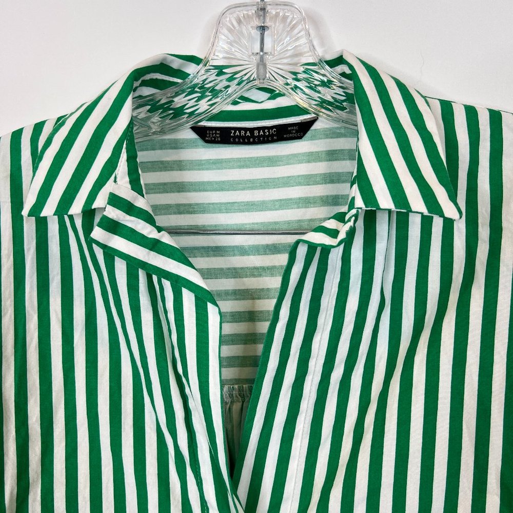 Zara Basic Collection Medium Oversized Green Whit… - image 5